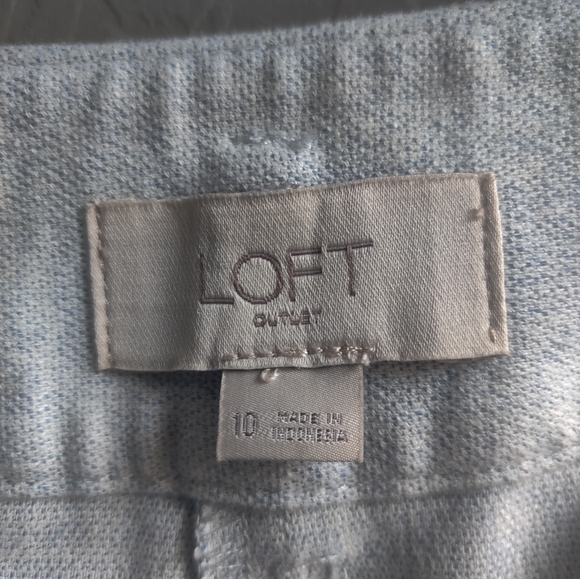 LOFT Soft Sky Blue Linen Cotton-blend Straight Leg Pants Business Casual_10 - Picture 4 of 8